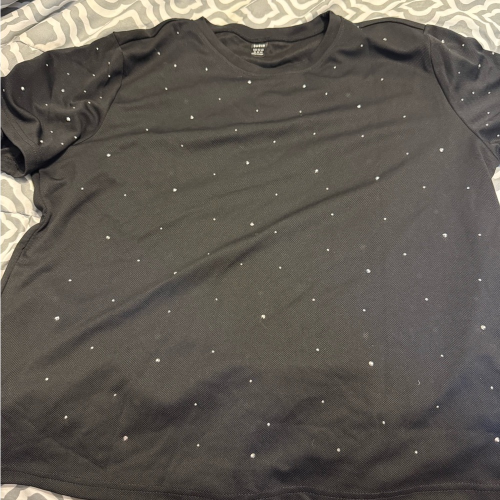 Black T-Shirt with rhinestones